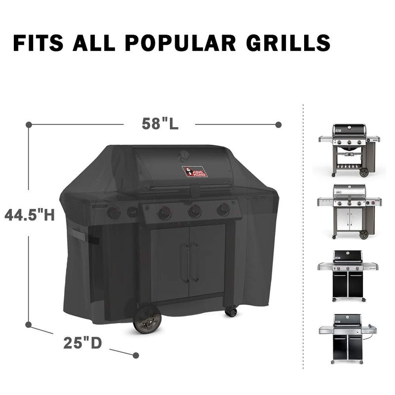 Kingkong Grill Cover 7130 Premium Outdoor Cover for Weber Genesis II 3 Burner & Genesis 300 Series Grill and Genesis II LX 300 Series Gas Grill Including Stainless Steel Meat Fork, Spatula and Tongs - Image 2